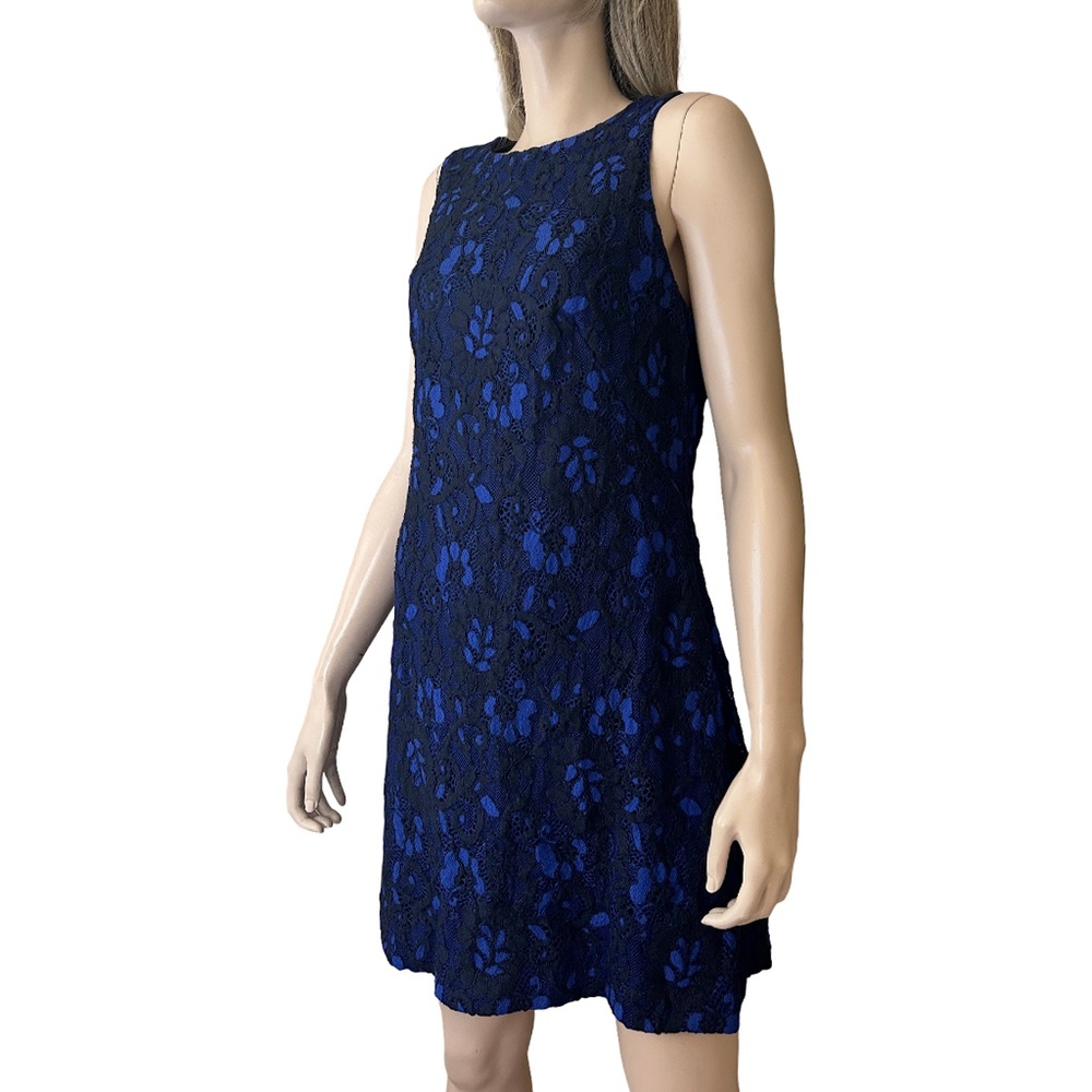 Ralph Lauren Dress Sheath Lace Overlay Royal Blue Cocktail Sleeveless